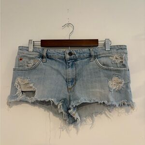 Joe’s jeans Distressed Light Blue micro mini Denim Shorts | western | festival